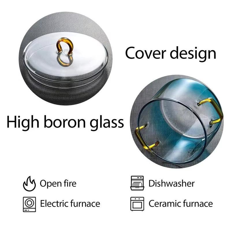 1500ML Glass Simmer Pot Transparent Gradient Glass Saucepan Household Heat-resistant Pot For Pasta Noodles Soup