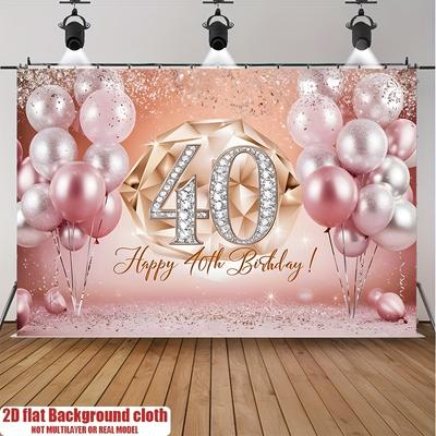 2D-Ebene Hintergrunddekorationsfotos für eine 40. Geburtstagsparty Polyester-Banner-Dekorationen