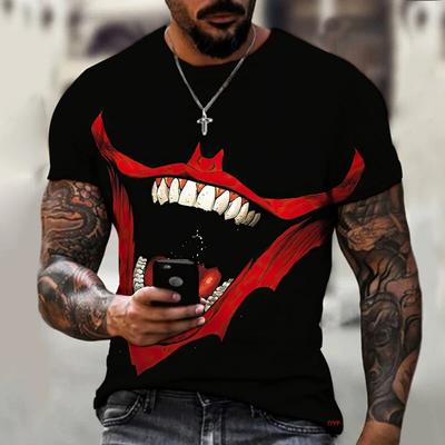 Zomer Heren T-shirt Heren Shirt Evil Mouth Open Mond 3D Print T-shirt Hoogwaardig Polyester Comfortabel Los Oversized