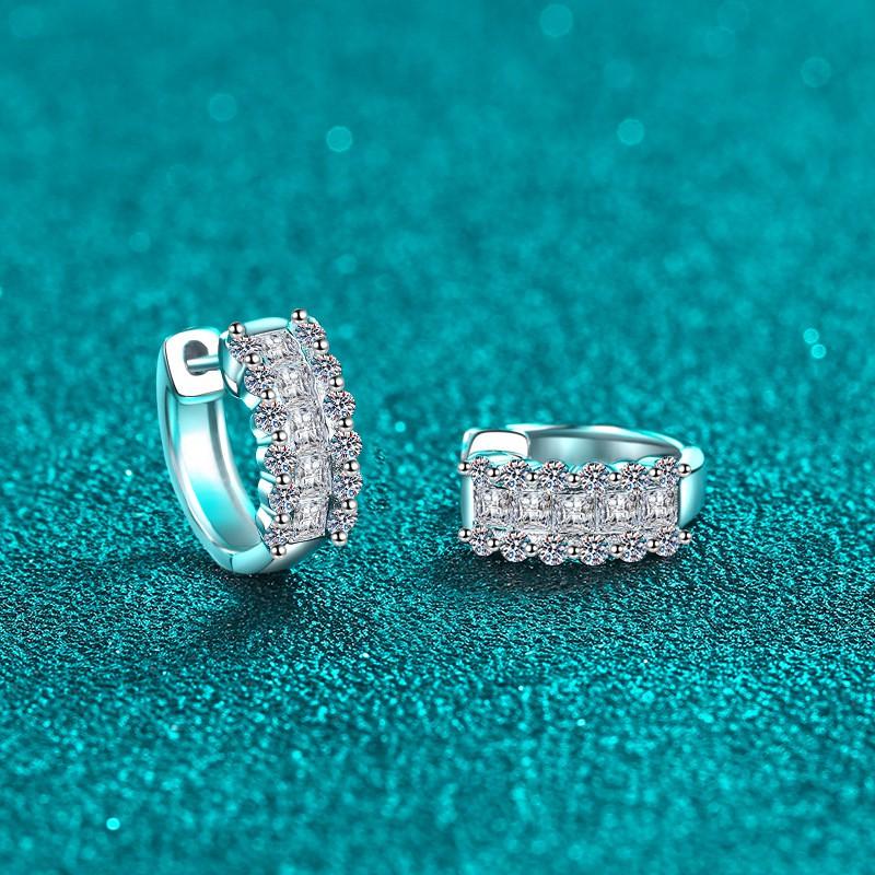 Sterling Moissanite Stud Earrings Women Elegant Hoop Design Lightweight Daily Wear Jewelry