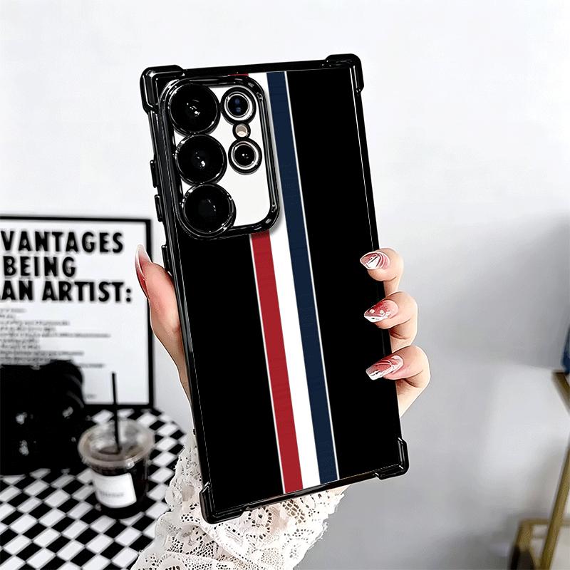 Luxury Sports Line Cool Stripe Plating Phone Case For Samsung Galaxy S24 S25 FE S26 Edge S23 Ultra S22 S21 Plus S20 Anti-Fall Ai