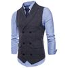 CoolJacket Herre Dress Vest Jakke Dobbel Breasted Ruter Vest Formell Business Party Overdeler Rutet Gilet