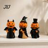 Small Desktop Sculpture 3Pcs Halloween Pumpkin Ghost Figurine, Resin Spooky Tabletop Decor Festival Party for Home Bookshelf And Tiered Tray,
