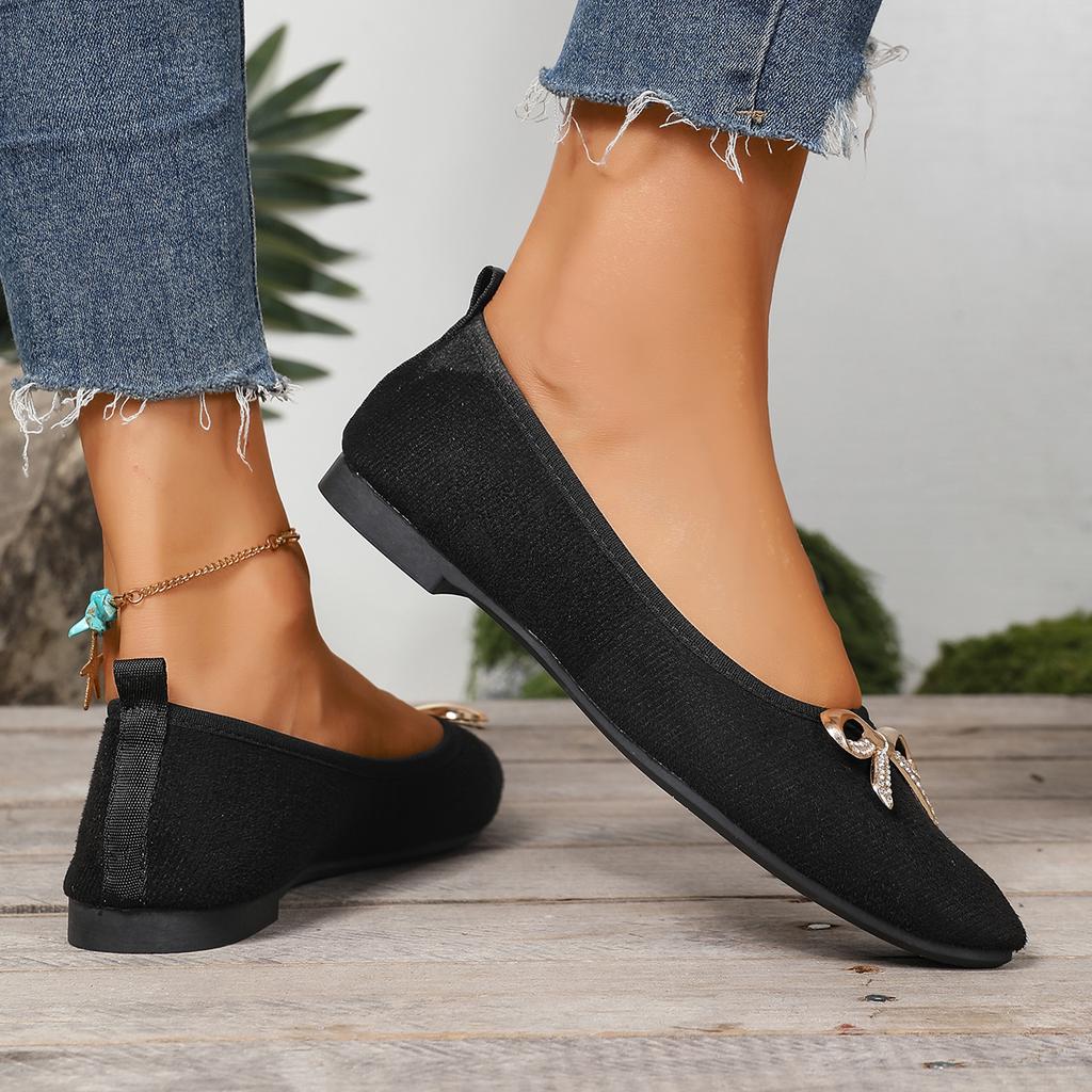 Fashion New Fashion Flats Shoes Women Square Breathable Casual Black Comfortable Work Shoes Soft Large Size Women's Shoes Zapatos Mujer