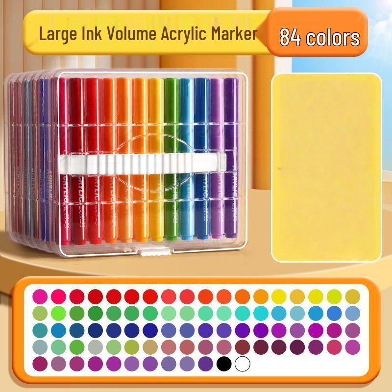 Marker Acrilic pentru Copii - Netoxic, Lavabil, Opac, Pensulă Acuarelă Stivuibilă