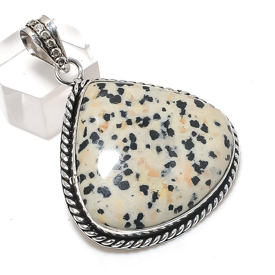 

Dalmation Jasper Gemstone 925 Sterling Silver Jewelry Pendant 1.97