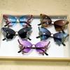 Butterfly Rimless Stylish Sunglasses for Women Men Bling Rhinestone Gradient Tint Decorative Eyeglasses for Costume Party