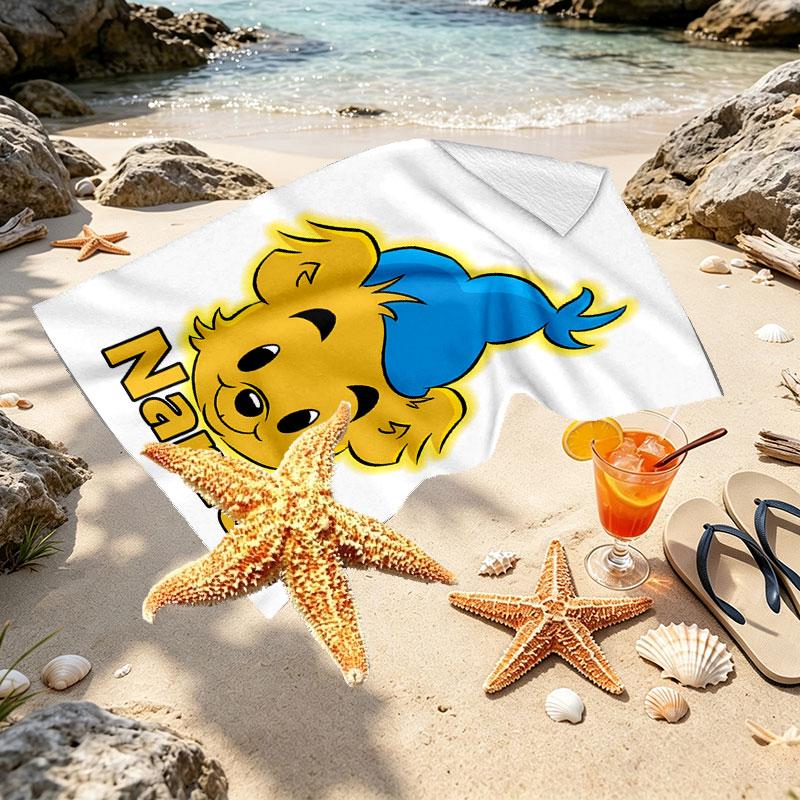 Custom Name Personalized Bamse Print Beach Towel, for Trip Camping Beach Party Home Decor, Birthday Gift for Family & Friends