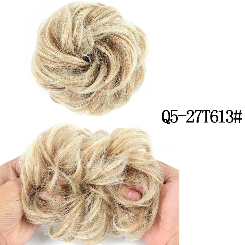 MISSQUEEN Messy Chignon Donut Hair Bun Pad Elastic Hair Rope Rubber Band Synthetic Hairpiece Black Gary Brown Color