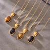 Fashion Agate Pendant Adjustable Long Sweater Chain - Simple Stainless Steel Design