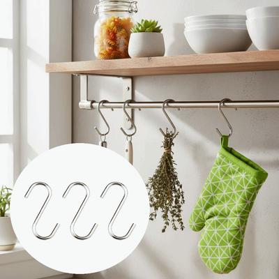 20PCS Multi-Use S Shaped Hooks Smooth Surface Space Saving Stainless Steel Hangers Heavy Duty Sturdy Hanging Hooks Wardrobe