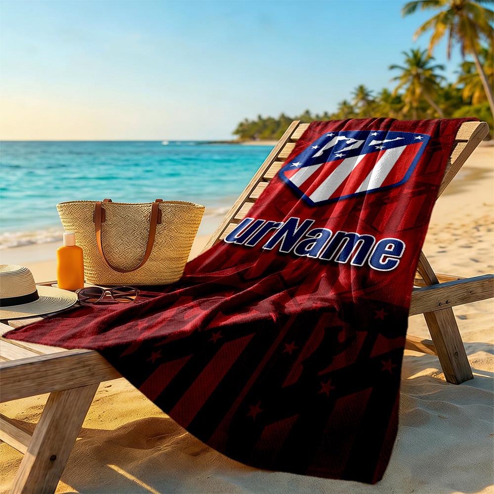 Atletico Madrid Customizable Name Beach Towel Quick-Dry Soft Microfiber Portable for SwimmingBeachCamping Travel Beach AccessoriesGym