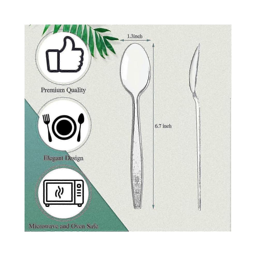 600 Pcs Clear Plastic Spoons 6.7 Inch Heavy Duty Soup Spoons Plastic Utensils Disposable