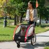 Carrellino Bici per Bambini, 2-in-1, Funzione Jogging, Telo Resistente alle Intemperie, Telaio in Acciaio, Rosso+Nero, 142 x 75 x 101cm