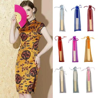 Silk Folding Fan Bamboo Lightweight Hand Fans with Organza Bags Wedding Guests Fans Party Decoration
