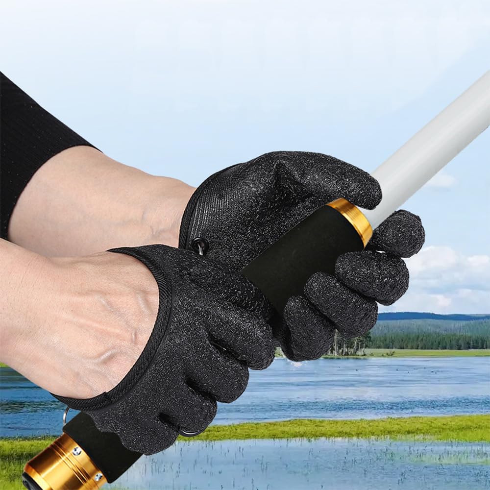 MINGTIANGH Fishing Gloves, Fishing Gloves with Magnetic Hook, Cut Resistant,