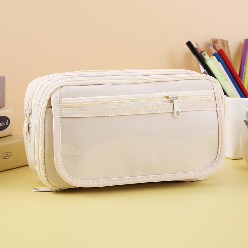 Durable Canvas Stationery Storage Box With Multiple Compartments For Middle School Students