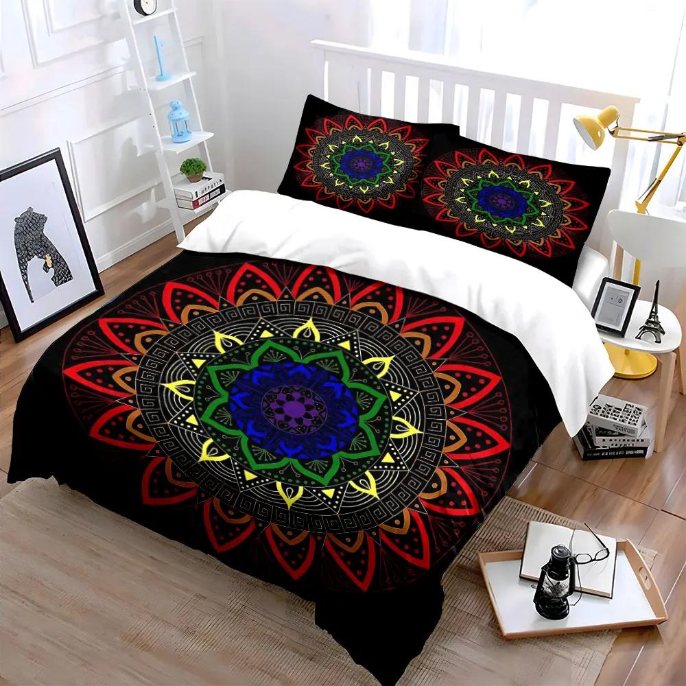 Colorful Mandala Tapestry Set Decoration Soft Comfortable Duvet Cover Bedding Set Included 1*Duvet Cover & 2*Pillowcases gift