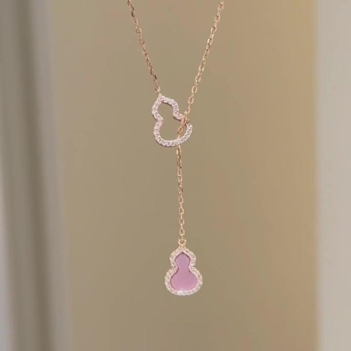

18k Rose Gold Qilin Gourd Necklace - Luxury Trendy Pendant for Women Black Gourd