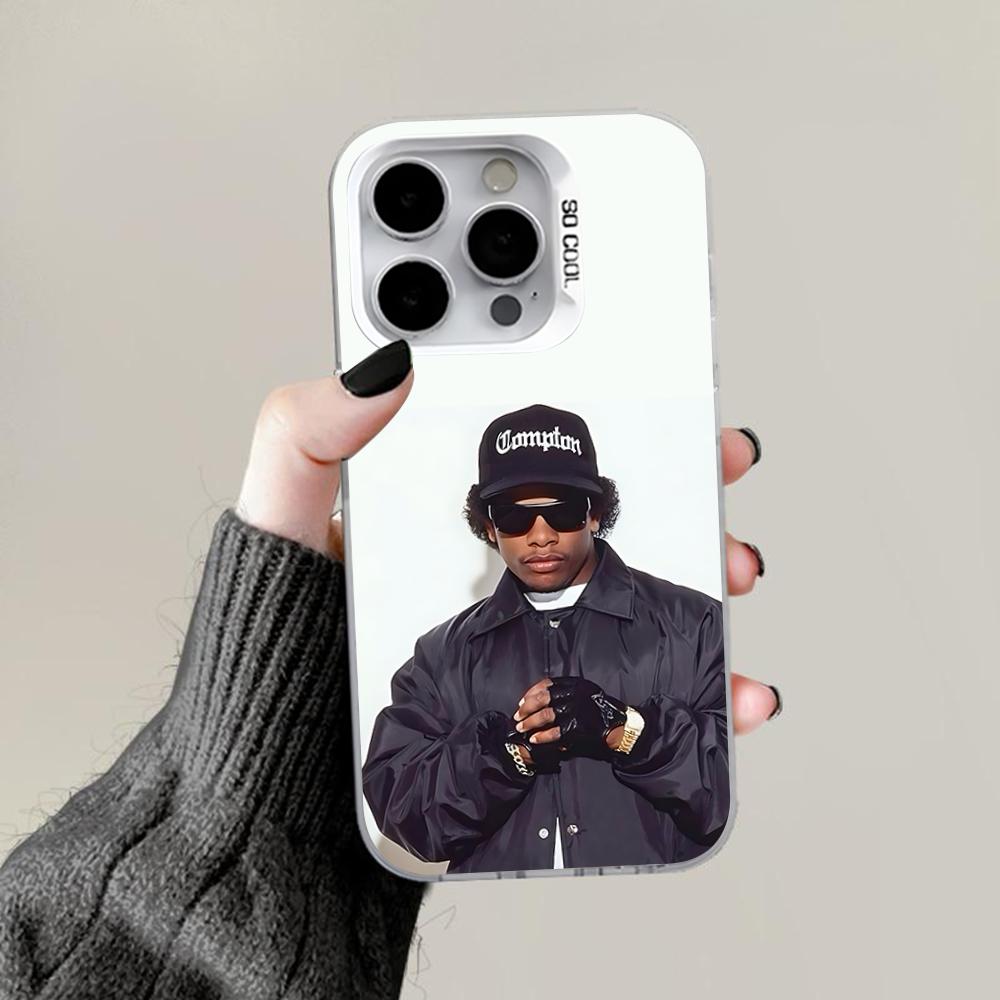 E-Eazy E N-NWA Handyhülle Für iPhone 16,15,14,13,12,11,Pro,Max,Plus,Mini,XS,SE Anti-Fall Grau Silber Matt Hartes Bumper