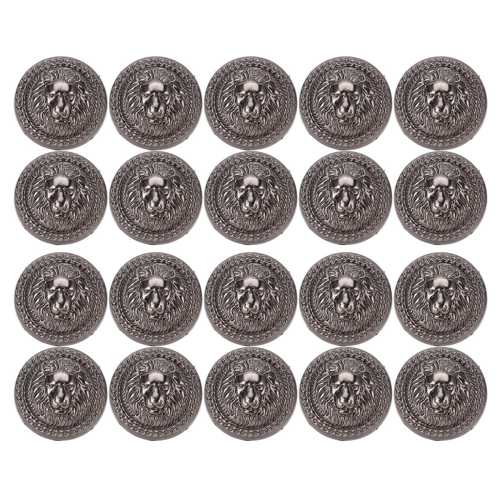 

20 комплектов заклепок «Лев» диаметром 24 мм, винтажные декоративные заклепки-пуговицы с львиной головой из цинкового сплава, 7 мм серый