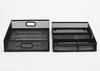 Set of 3 Metal File Holders with Multi-Compartment Cutlery Trays for Desktop Organization