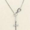 Edelstahl Unendlichkeits-Anhänger Halskette mit Kreuz-Anhänger Gliederkette Schmuck für Damen Verstellbare Länge Modeaccessoire