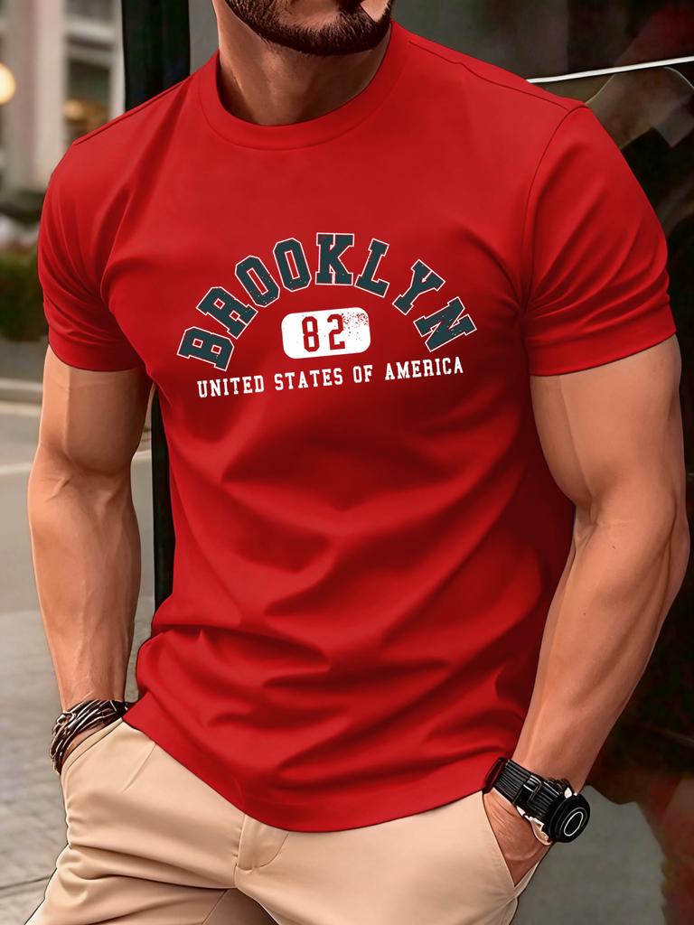 Usa Brooklyn 82 United Print Men TShirts Summer ONeck Retro T Shirt Cotton Loose Short Sleeve Basics Street Fashion Sportswear