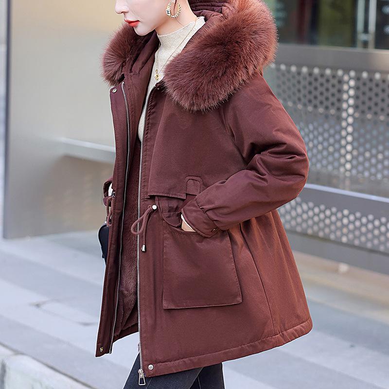 

Women s Double-layer Fleece-lined Parka Coat - Fashionable Autumn/Winter 2024 Overcoat XXL (135-150 Jin)