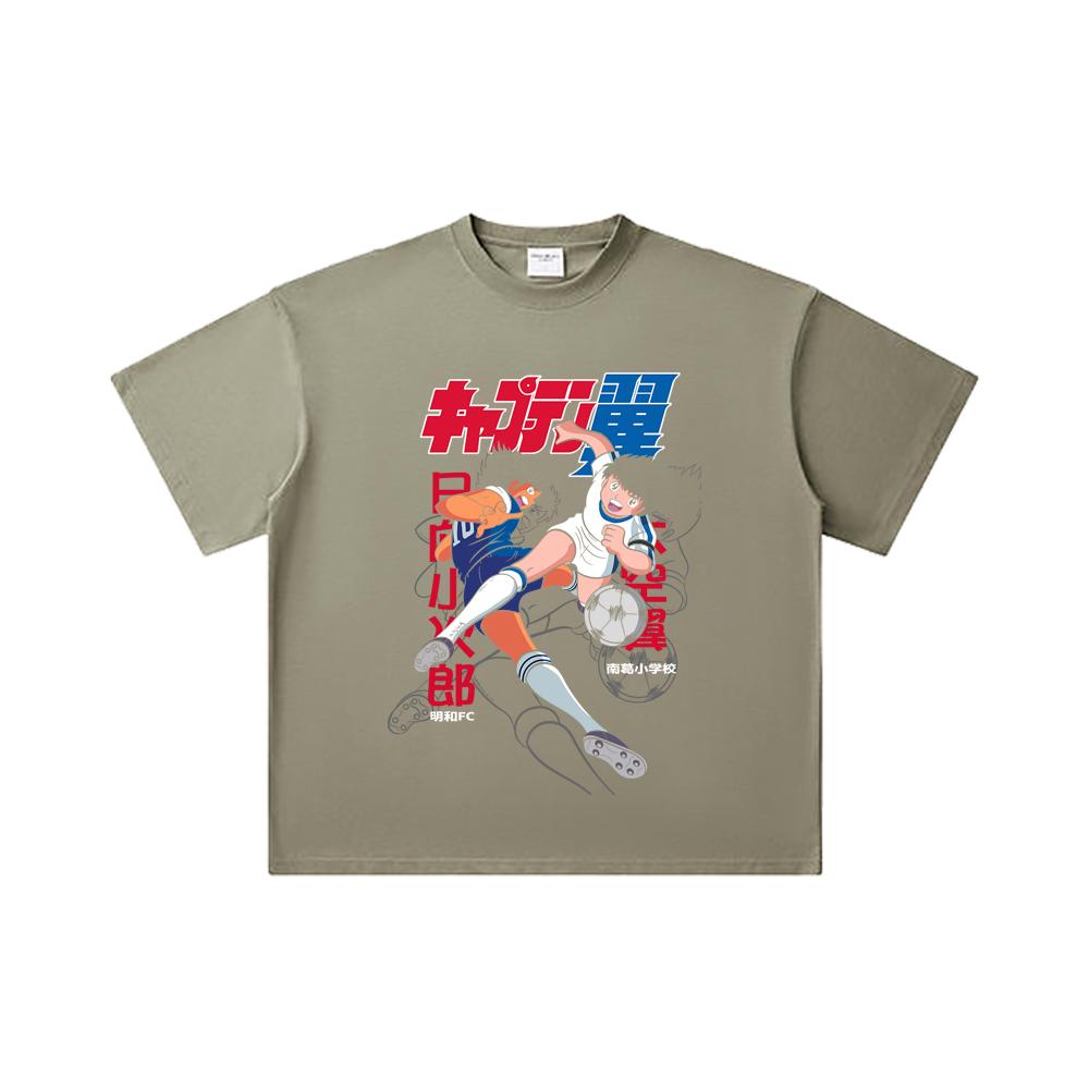 260 GSM Double Yarn 32 Count 100% Cotton Captain Tsubasa V2 Print Unisex Heavy Cotton T Shirt