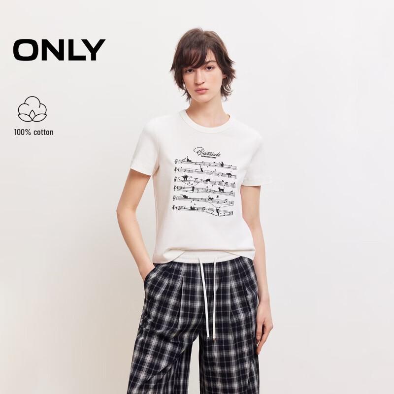 ONLY Women s Cat Print Round Neck Short Sleeve T-Shirt M