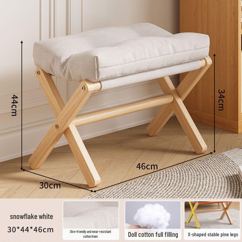 Sammenleggbar oppbevaringskrakk i massivt tre for sko og fotstøtte