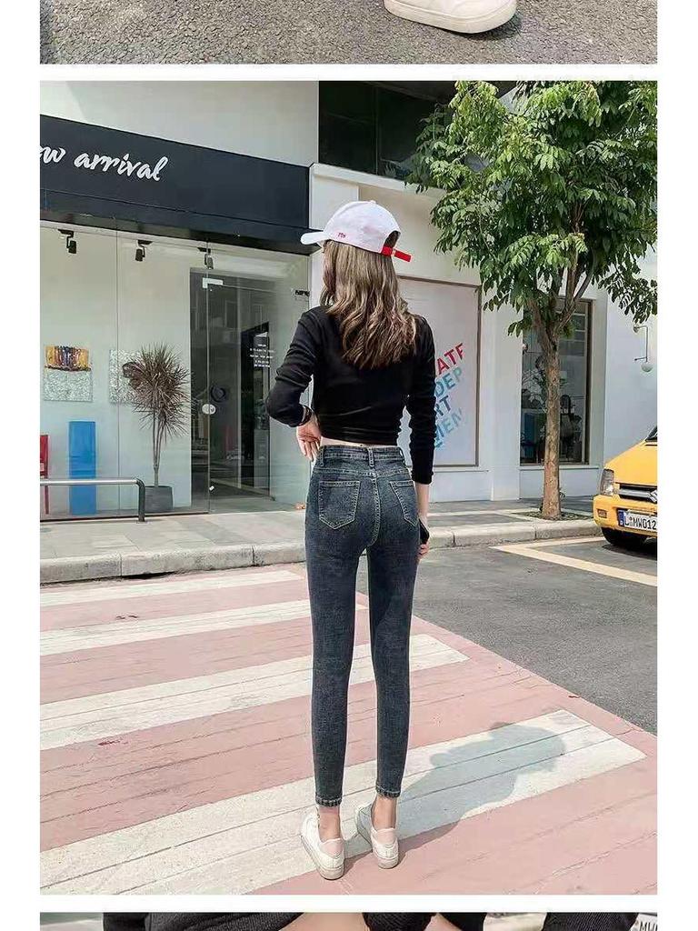 Women's Fleece-Lined High-Waist Skinny Jeans - Slim Fit Winter Pencil Pants