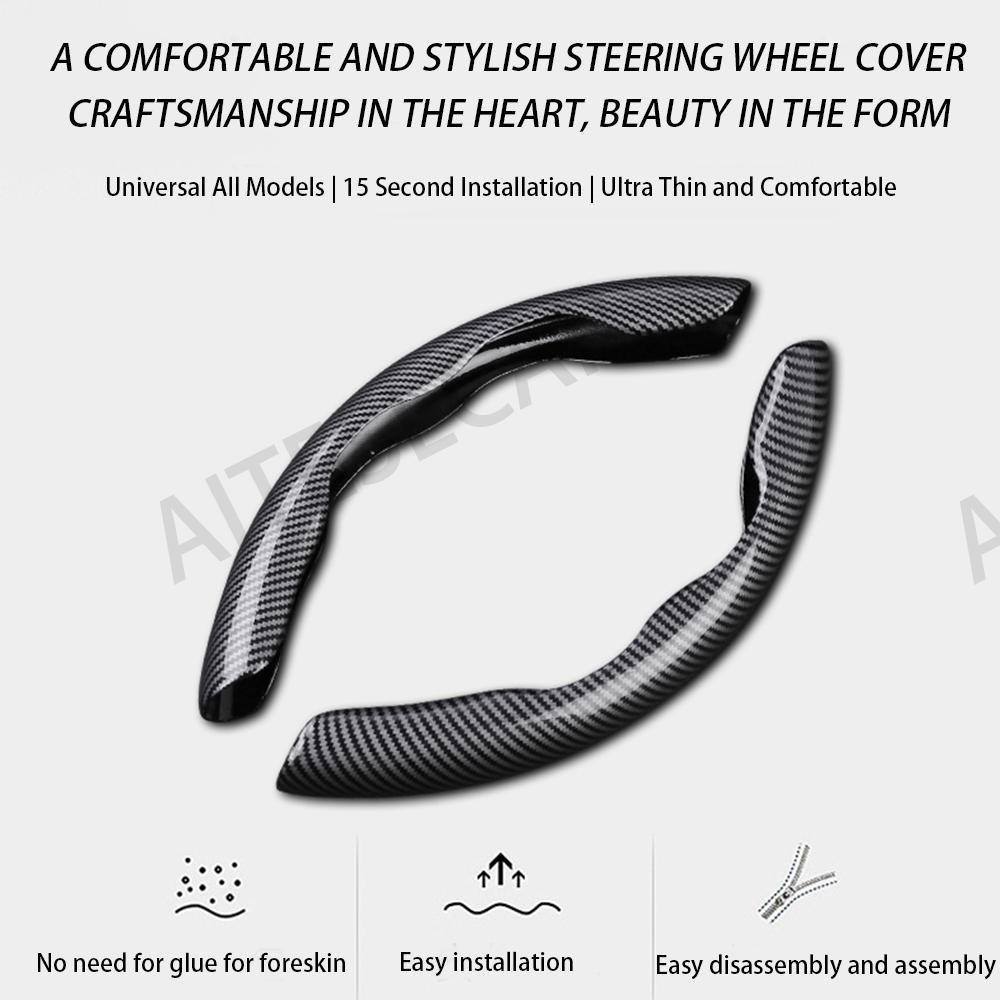 Voor Tesla Model 3/Y Highland Juniper Stuurhoes Koolstofvezel Leer Anti-Bont Sportstuur Auto Accessoires
