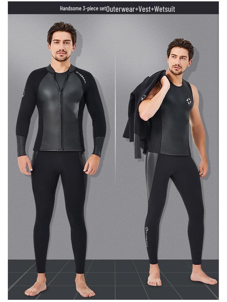 2MM Wetsuit Set: Split Long Sleeve Top & Diving Pants for Cold Protection, Snorkeling, Sailing & Surfing
