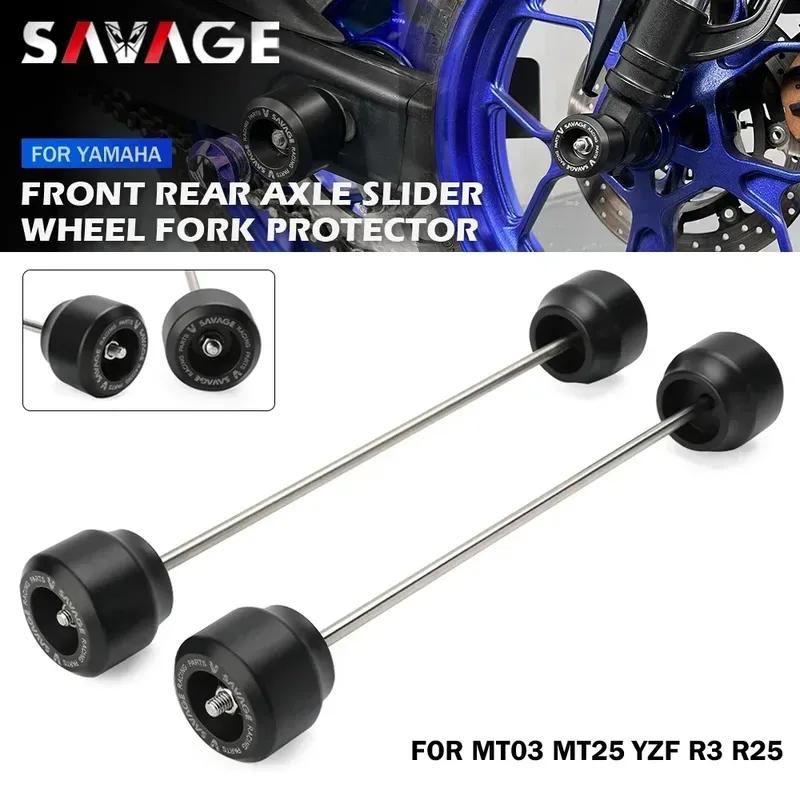 Rear Front Axle Sliders For YAMAHA MT03 MT25 YZF R3 R25 2015-2026 Motorcycle Wheel Axle Fork Crash Protector Guards Pad MT-03