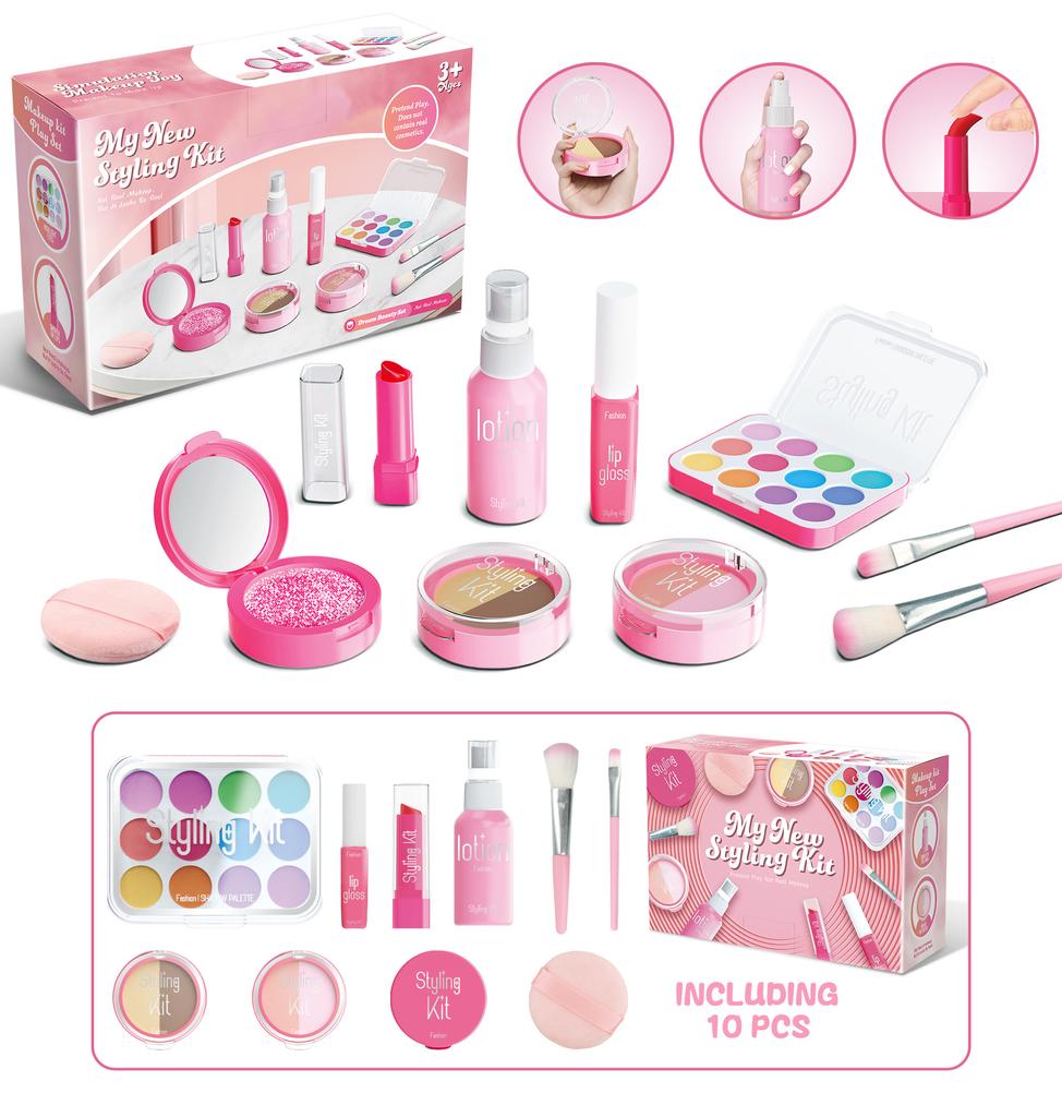 Girl Simulation Cosmetics Set Pretend Fake Makeup Game Lipstick Eyeshadow Model Set House Party Activities Role Play Toy Gift
