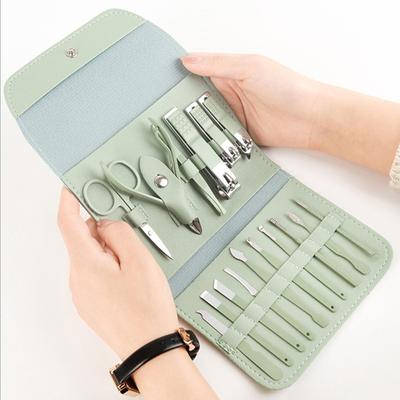 Manikúrní sada 16dílná Matcha Green Fold Manikúra Pedikérský nůž Clipper Care Kit Sada nářadí na kleště na nehty