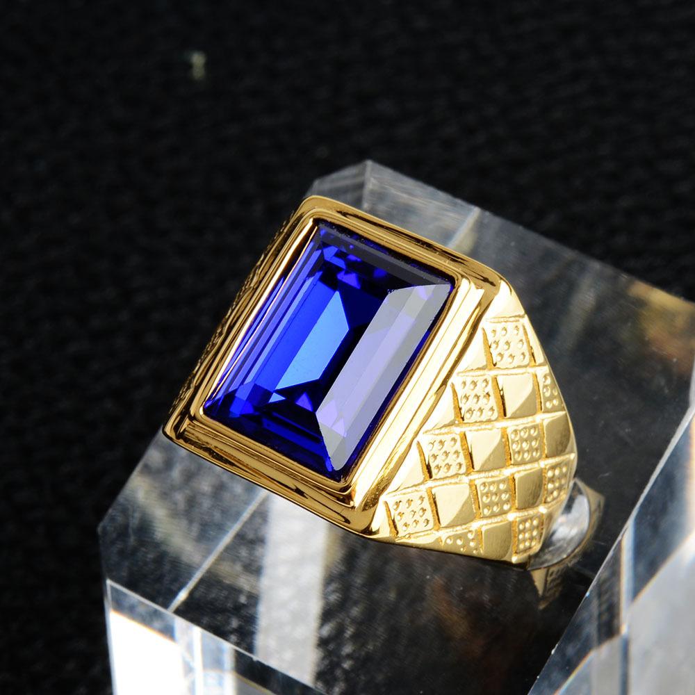 Keisha Lena Men Black Stone Signet Rings Stylish Rhombus Design Male Ring Gifts Jewelry
