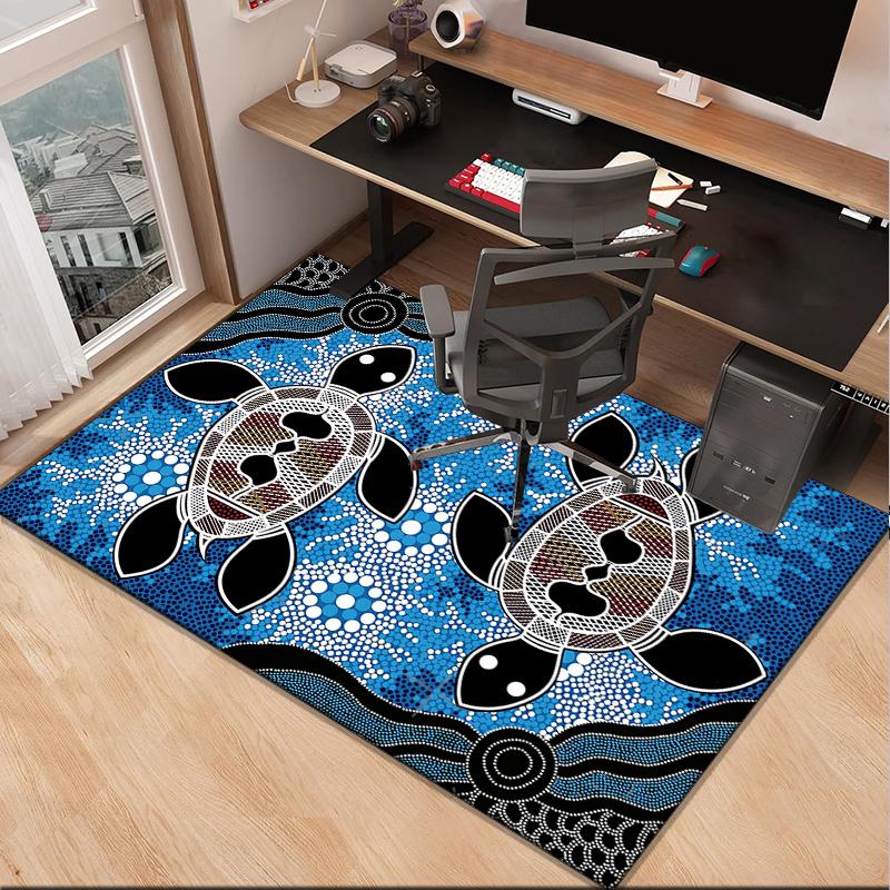 Australian Aboriginal Style Office Rug Chair Mat, Entryway Carpet, Suitable for Front Door, Bedroom, Living Room, Desk, Holiday Gift