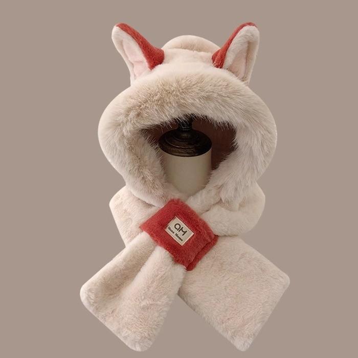 Kleine Tigerohren Mütze Schal integrierte Mütze Damen Winter Koreanische Version niedlich Plüsch warm Ohrenschutz Schal Lei Feng Mütze