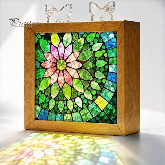 Functional Glowing Home Decor Acrylic Puzzle LED Night Light, 2-In-1 USB Royal Iris Bloom Jigsaw Lamp, DIY Floral Kit Creative Desktop Ambient
