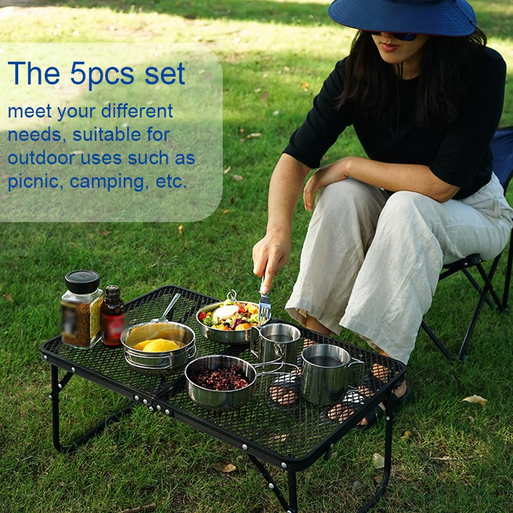 Set Di Pentole Da Campeggio, Set Da Cucina Per Escursionismo, Pentole E Padelle In Acciaio Inox