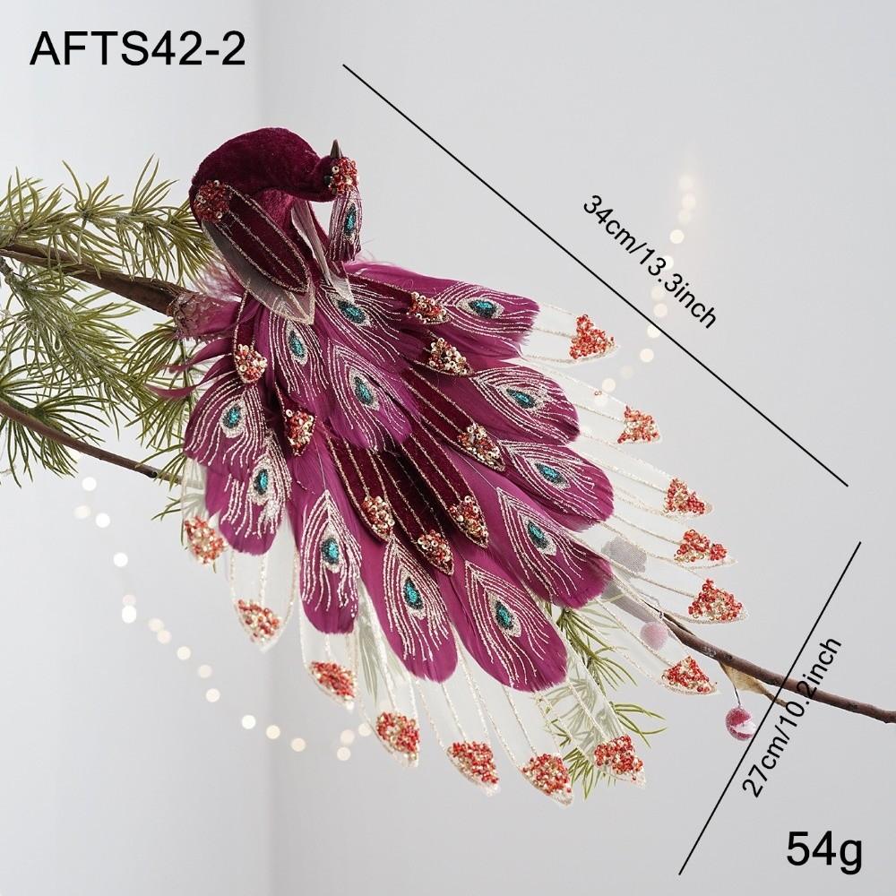 Fabric Feather Peacock Tree Decoration Glitter Accent Peacock Figurine Clip  Holiday Branch Decor
