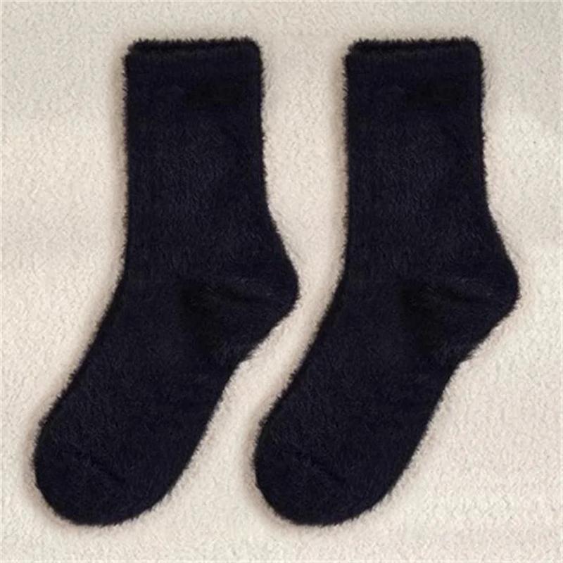 1/2/3/4 Pairs Cute Mink Plush White Black Women Socks Autumn Winter Elastic Thickened Lovely Thermal Coral Velvet Sleep Sock
