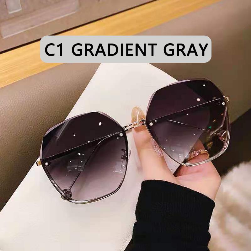 

2022 New Fashion Brand Design Vintage Rimless Pilot Sunglasses Women Men Retro Cutting Lens Gradient Sun Glasses Female UV400 Other