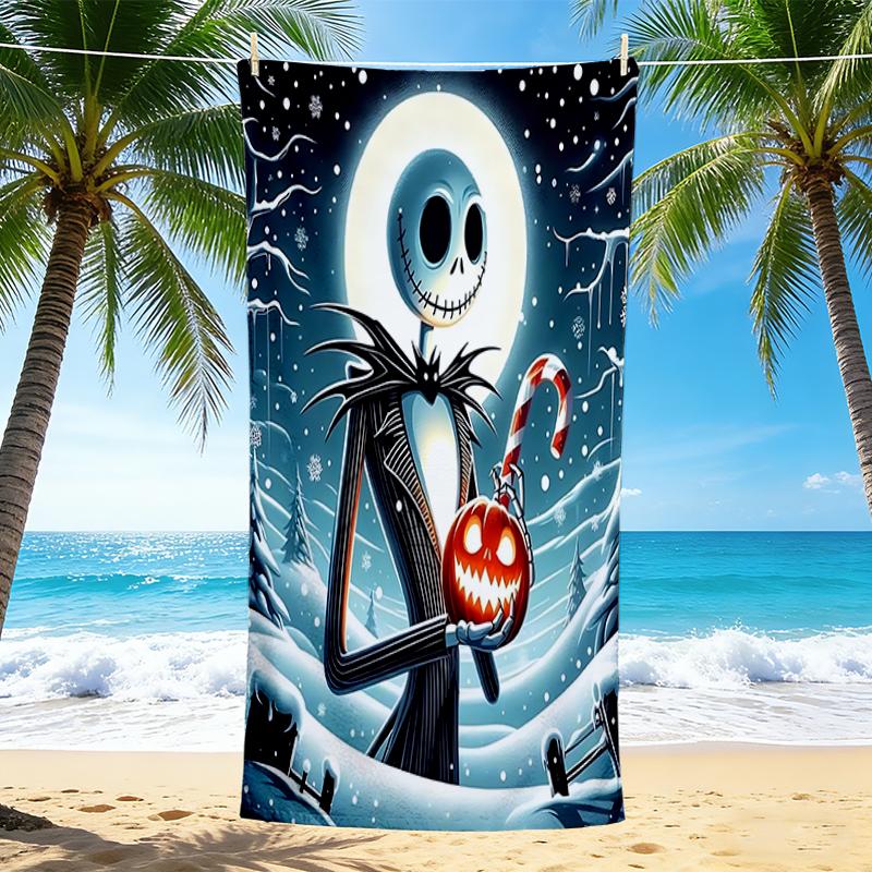 1Pc Nightmare Before Christmas Beach Towel, Quick Dry, Multi-Use for Beach Pool Gym Yoga Home Travel, Christmas, Halloween, Xmas Gift S537