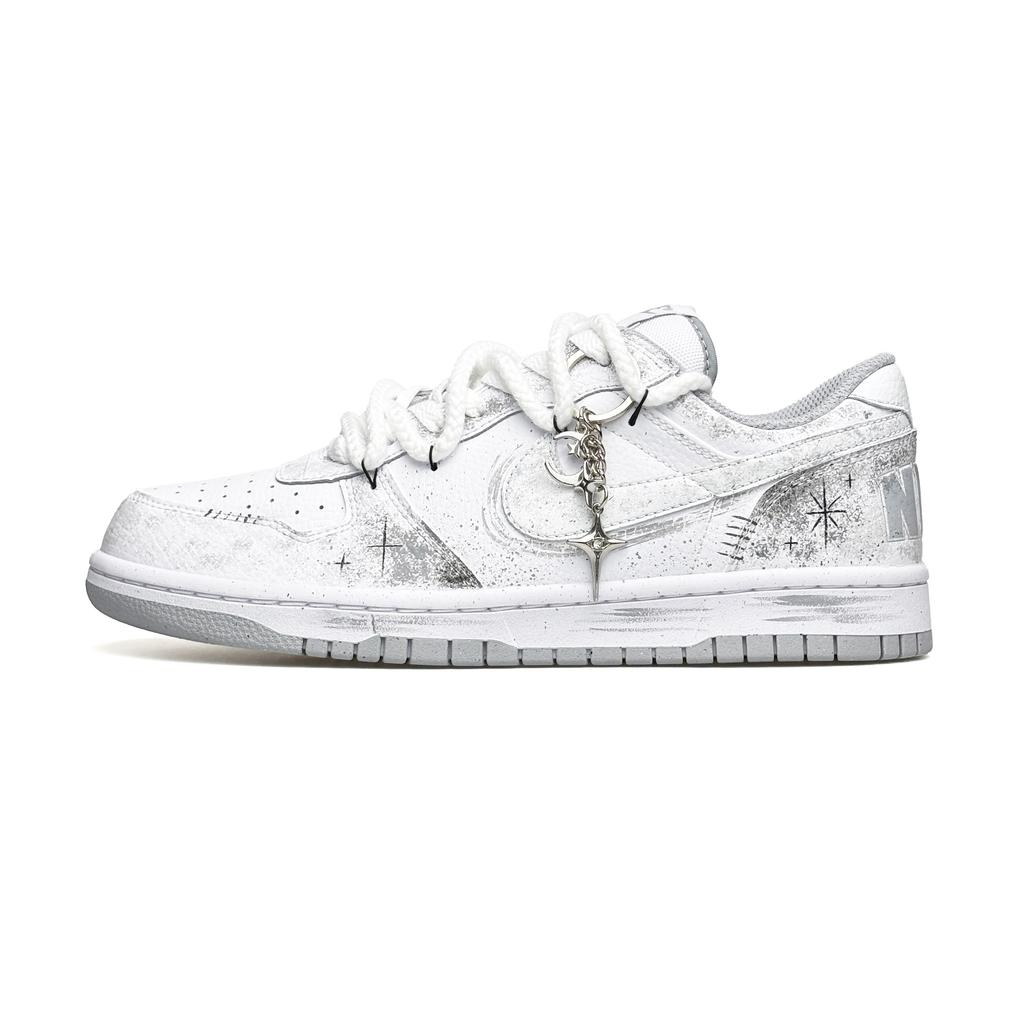 Nike Dunk WAO PU Synthetic Leather Abrasion Resistant Height Increasing Low top Skateboard Shoes Men's White Gray 355152-106(Team531-BOX)
