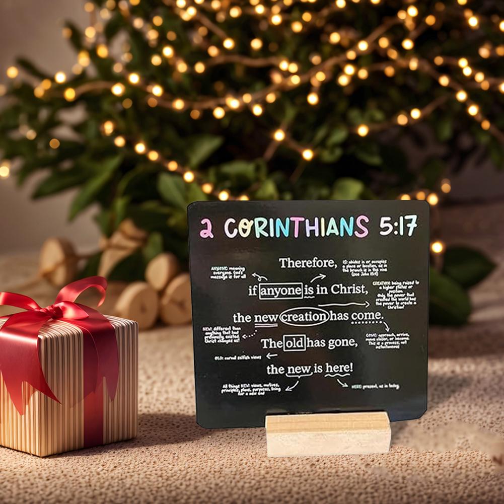 52 Pieces/Set Scripture Memory Cards with Wooden Stand Daily Bible Memory Verse Cards Christian Graduation Cards Faith Gift