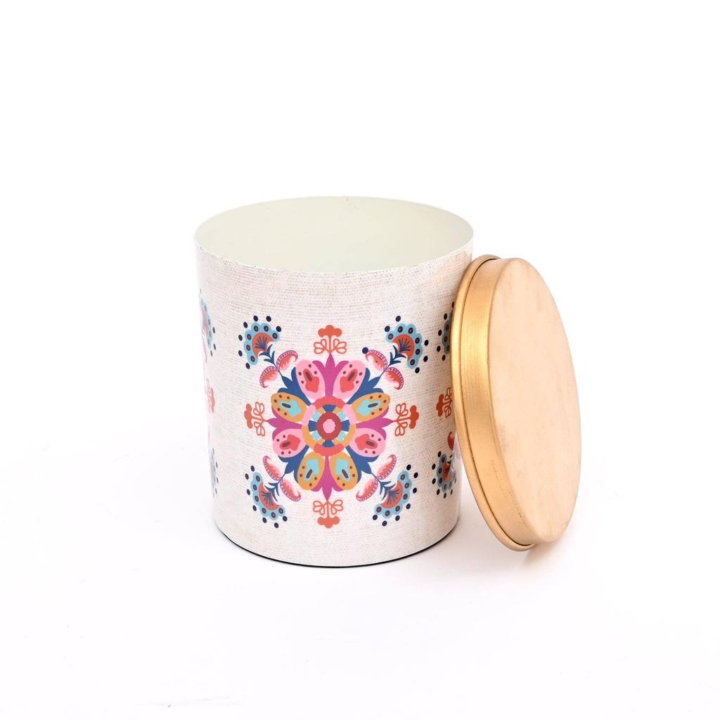 Large Round Enamel Box with Lid -Kitchen & Home Storage Jar